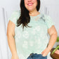 Lovely In Aqua Embroidered Flutter Sleeve Woven Top