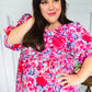 Feeling Femmi Pink & Fuchsia Floral Peplum Woven Top