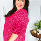 Perfectly You Fuchsia Floral Three Quarter Sleeve Square Neck Top