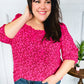 Perfectly You Fuchsia Floral Three Quarter Sleeve Square Neck Top