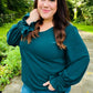 Hello Beautiful Hunter Green Smocked Bubble Sleeve Woven Top