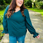 Hello Beautiful Hunter Green Smocked Bubble Sleeve Woven Top