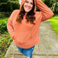 Cozy Days Rust Mineral Wash Rib Knit Hoodie