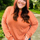 Cozy Days Rust Mineral Wash Rib Knit Hoodie