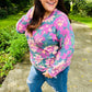 Feeling Femme Teal Floral Brushed Hacci Sweater Top