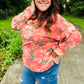 Feeling Femme Red Floral Brushed Hacci Sweater Top