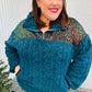 Going With You Teal Sequin & Sherpa Half Zip Pullover