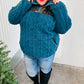 Going With You Teal Sequin & Sherpa Half Zip Pullover