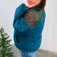 Going With You Teal Sequin & Sherpa Half Zip Pullover