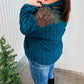 Going With You Teal Sequin & Sherpa Half Zip Pullover