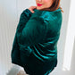 Dazzling Hunter Green Velvet Lapel Blazer