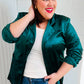 Dazzling Hunter Green Velvet Lapel Blazer