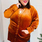 Dazzling Rust Velvet Button Down Tunic Top