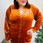 Dazzling Rust Velvet Button Down Tunic Top