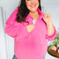 Ready to Relax Hot Pink Half Zip French Terry Hoodie