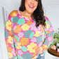 Easy To Love Fuchsia Floral Two Tone Knit Vintage Top