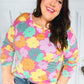 Easy To Love Fuchsia Floral Two Tone Knit Vintage Top