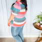 Look Out Teal & Rose Striped Hacci Knit Puff Sleeve Top