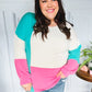 The Slouchy Mint & Pink Drop Shoulder Terry Color Block Top