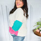 The Slouchy Mint & Pink Drop Shoulder Terry Color Block Top