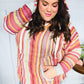 Be Bold Coral & Sienna Stripe Pullover Notched Neck Hoodie