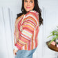 Be Bold Coral & Sienna Stripe Pullover Notched Neck Hoodie