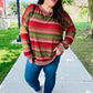 Perfectly You Olive & Mauve Stripe Two-Tone Banded Sweater Top