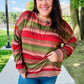 Perfectly You Olive & Mauve Stripe Two-Tone Banded Sweater Top