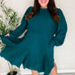 Love Found Hunter Green Mock Neck Godet Woven Dress