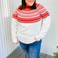 Feeling Festive Ivory & Red Fair Isle Mock Neck Sweater