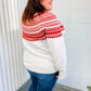 Feeling Festive Ivory & Red Fair Isle Mock Neck Sweater