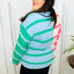 Perfectly Poised Blush & Blue Stripe Color Block Knit Sweater