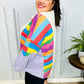 Feeling Bold Lilac Multicolor Stripe Collared V Neck Pullover