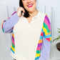 Feeling Bold Lilac Multicolor Stripe Collared V Neck Pullover