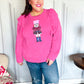 Holiday Hot Pink Sequin Nutcracker Ruffle Hacci Sweater