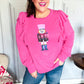 Holiday Hot Pink Sequin Nutcracker Ruffle Hacci Sweater