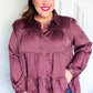 Perfectly You Burgundy Button Down Tiered Babydoll Satin Top