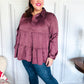 Perfectly You Burgundy Button Down Tiered Babydoll Satin Top