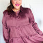 Perfectly You Burgundy Button Down Tiered Babydoll Satin Top