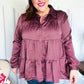 Perfectly You Burgundy Button Down Tiered Babydoll Satin Top