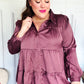 Perfectly You Burgundy Button Down Tiered Babydoll Satin Top