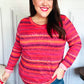 Be Bold Flame & Magenta Striped Cable Knit Print Hacci Top