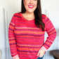 Be Bold Flame & Magenta Striped Cable Knit Print Hacci Top