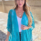 Good Days Ahead Lace Kimono In Teal