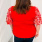 Come To Me Red Sequin Puff Short Sleeve Top