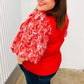 Come To Me Red Sequin Puff Short Sleeve Top