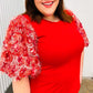 Come To Me Red Sequin Puff Short Sleeve Top