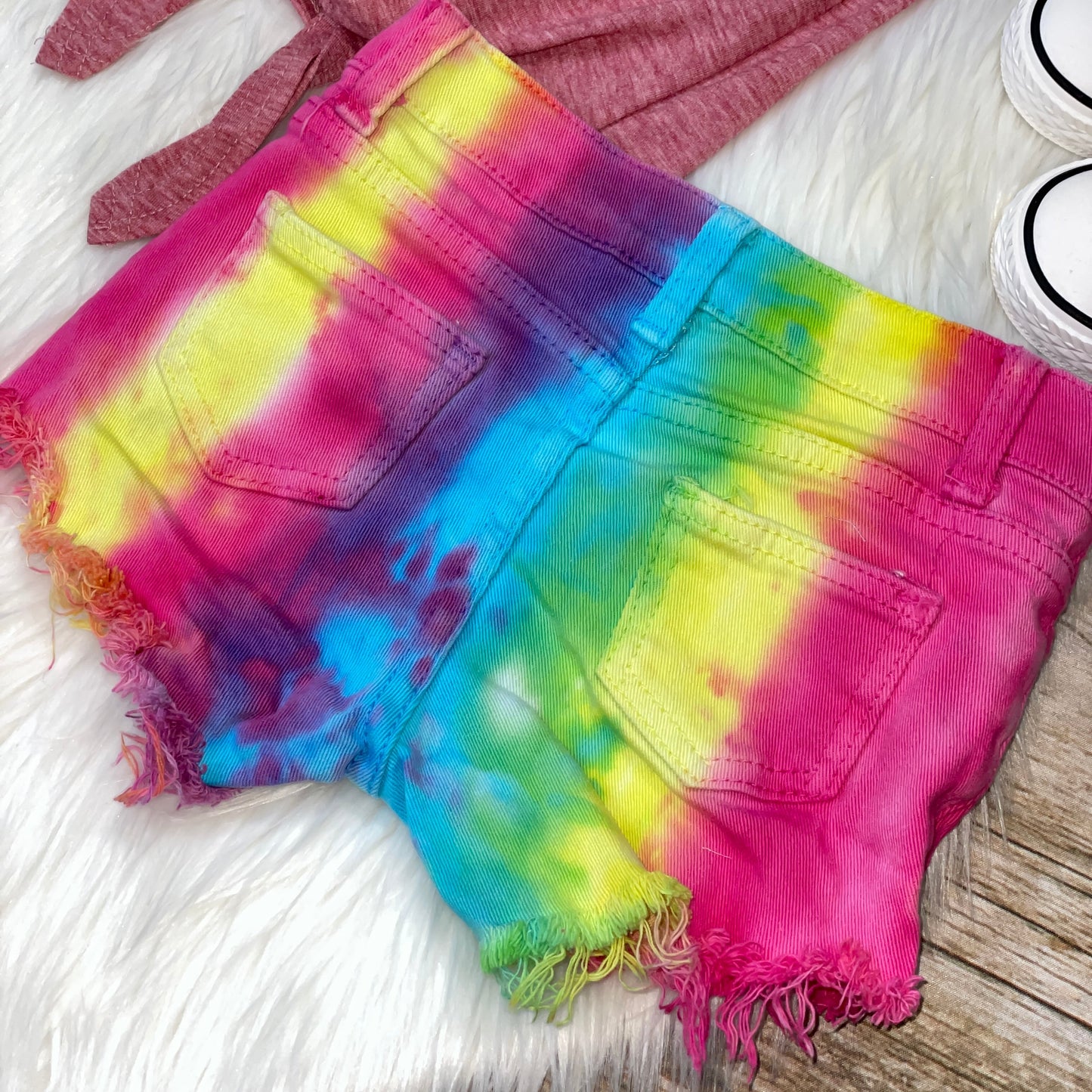 Distressed Tie Dye Denim Shorts & Summer Tie Tank