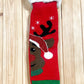 Red Reindeer Sherpa Traction Bottom Slipper Socks