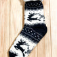 Black Reindeer Sherpa Traction Bottom Slipper Socks
